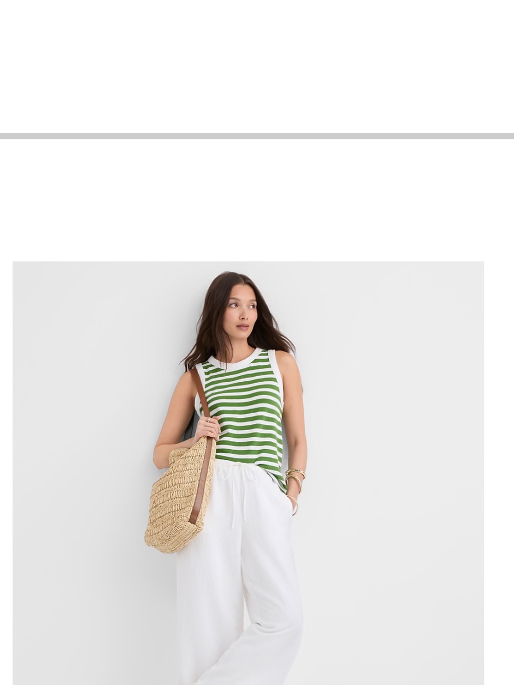 LOFT Striped Harbor Tank in Vineyard Green (size Med)